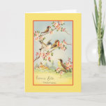 Vintage French Mother Birthday Card Karte<br><div class="desc">Retro / Vintage French Mother Birthday greeting card.  Lovely birds sitting in a blossoming tree!  Gute Party,  Mama!  Happy Birthday Mom!</div>