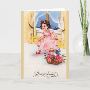 Vintage French New Year Greeting Card Feiertagskarte
