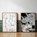 Vintage French Postcard Floral Bouquet Black Bilderwand Sets<br><div class="desc">Vintage French Postcard Floral Bouquet Black Wall Art Sets</div>