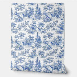 Vintage French Toile de Jouy Country Landscape Tapete