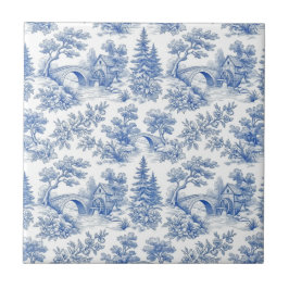 Vintage French Toile de Jouy Pastoral Landscape  Fliese