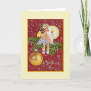 Vintage French Wünsche Christmas Card Feiertagskarte