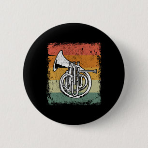 Vintage-Frenchhorn-Spieler Musik Horn Geschenk Button