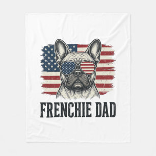 Vintage Frenchie Dad Patriotisches Bulldog-Shirt_1 Fleecedecke