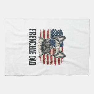 Vintage Frenchie Dad Patriotisches Bulldog-Shirt_1 Geschirrtuch