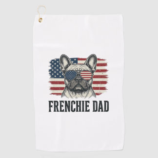 Vintage Frenchie Dad Patriotisches Bulldog-Shirt_1 Golfhandtuch