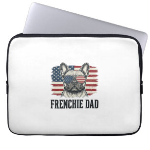 Vintage Frenchie Dad Patriotisches Bulldog-Shirt_1 Laptopschutzhülle