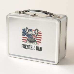 Vintage Frenchie Dad Patriotisches Bulldog-Shirt_1 Metall Brotdose
