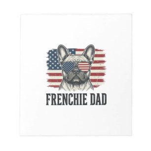 Vintage Frenchie Dad Patriotisches Bulldog-Shirt_1 Notizblock