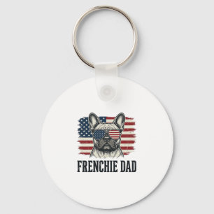 Vintage Frenchie Dad Patriotisches Bulldog-Shirt_1 Schlüsselanhänger