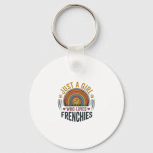 Vintage-Frenchie-Hundefan-Mädchen-Shirt-Design Schlüsselanhänger