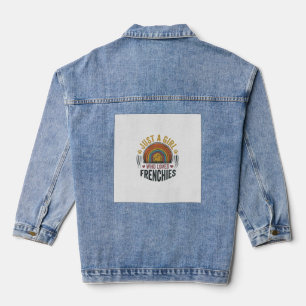 Vintage-Frenchie-Hundeliebhaber-Shirt-Design für M Jeansjacke