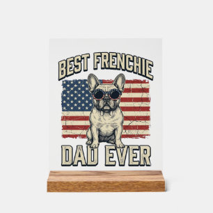 Vintage Frenchie Papa Amerikanische Flagge Acrylschild