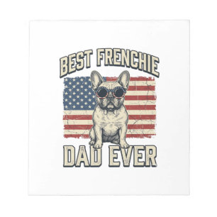 Vintage Frenchie Papa Amerikanische Flagge Notizblock