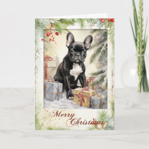 Vintage-Frenchie-Weihnachten Feiertagskarte