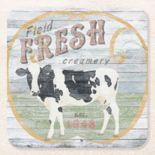 Vintage Fresh Creamery Kuh Rechteckiger Pappuntersetzer