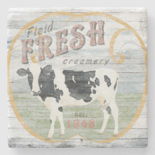 Vintage Fresh Creamery Kuh Steinuntersetzer