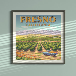 Vintage Fresno Kalifornien Poster