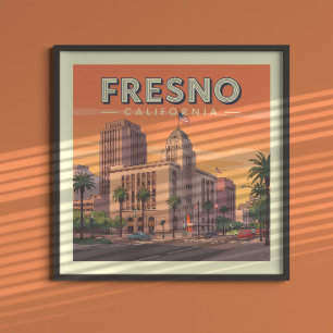 Vintage Fresno Kalifornien Poster