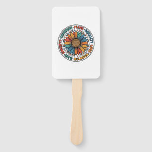 Vintage Freundlichkeit Frieden Gleichheit Blumen-S Fächer