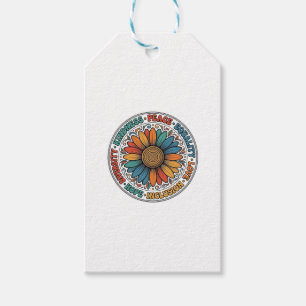 Vintage Freundlichkeit Frieden Gleichheit Blumen-S Geschenkanhänger
