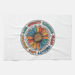 Vintage Freundlichkeit Frieden Gleichheit Blumen-S Geschirrtuch