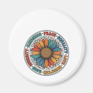 Vintage Freundlichkeit Frieden Gleichheit Blumen-S Magnet