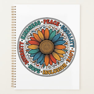 Vintage Freundlichkeit Frieden Gleichheit Blumen-S Planer