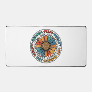 Vintage Freundlichkeit Frieden Gleichheit Blumen-S Schreibtischunterlage