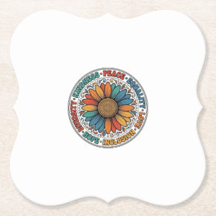 Vintage Freundlichkeit Frieden Gleichheit Blumen-S Untersetzer