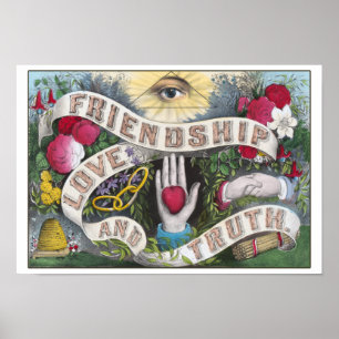 Vintage Freundschaft, Liebe und Wahrheit Poster