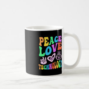 Vintage FRIEDE LIEBE TECHNIK Retro-Computer-Lehren Kaffeetasse