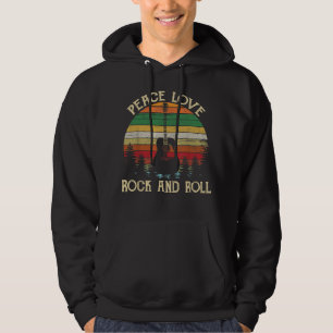 Vintage Frieden Liebe Rock And Roll Gitarre Hoodie
