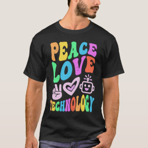 Vintage FRIEDEN LIEBE TECHNIK Retro-Computer-Lehre T-Shirt