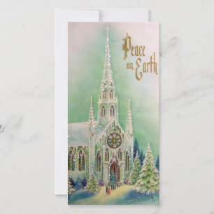 Vintage-Friedens-Weihnachts-Foto-Karte Feiertagskarte