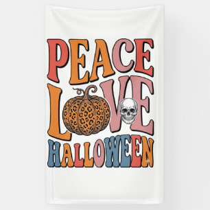 Vintage-Friedensliebe-Halloween-Kürbis-Totenkopf-D Banner