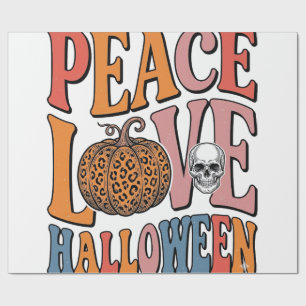 Vintage-Friedensliebe-Halloween-Kürbis-Totenkopf-D Geschenkpapier
