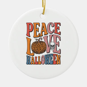 Vintage-Friedensliebe-Halloween-Kürbis-Totenkopf-D Keramik Ornament