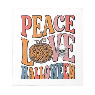 Vintage-Friedensliebe-Halloween-Kürbis-Totenkopf-D Notizblock