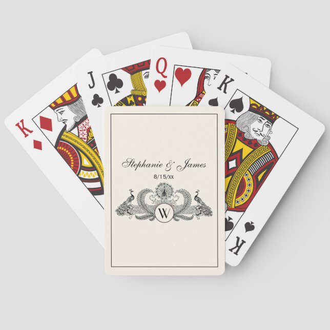 Vintage Friedenssicherungen mit Monogram - Elfenbe Spielkarten (Rückseite)