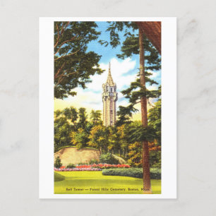 Vintage Friedhofsturm in Boston, Mass. Postkarte