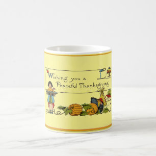 Vintage friedlicher Erntedankfest Tasse