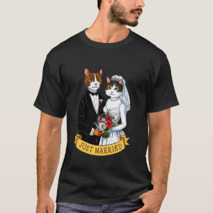 Vintage Frisch Vermählte Katzen Braut Bräutigam Ka T-Shirt