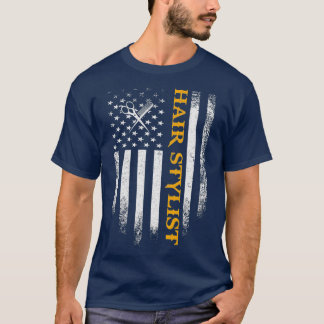 Vintage-Friseur Amerikanische Flagge Patriotisch T-Shirt