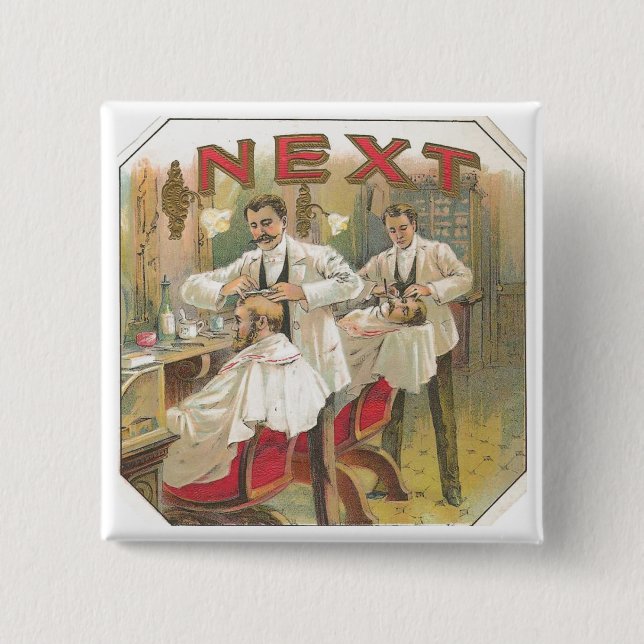 Vintage Friseur Button (Vorderseite)