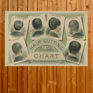 Vintage-Friseur-Haarschnitt-Diagramm 1884 Poster