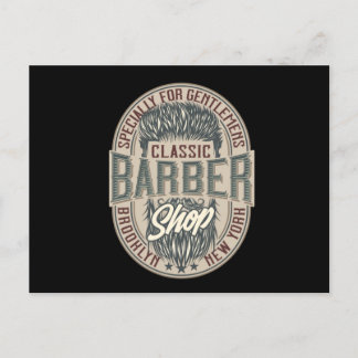 Vintage-Friseurladen-Logo Postkarte
