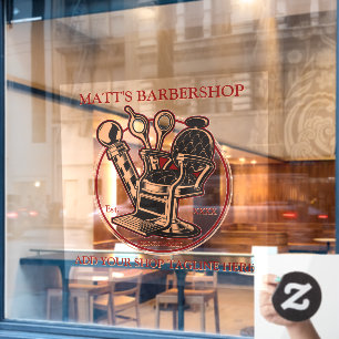 Vintage-Friseurshop-Fassade anpassen Fensteraufkleber