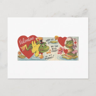 Vintage Frogs Valentine Feiertagspostkarte