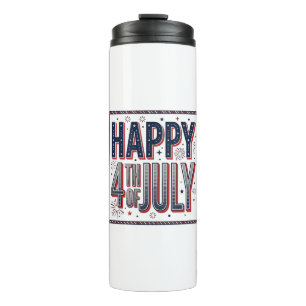 Vintage Frohe 4. Juli patriotische Schilderdesign_ Thermosbecher